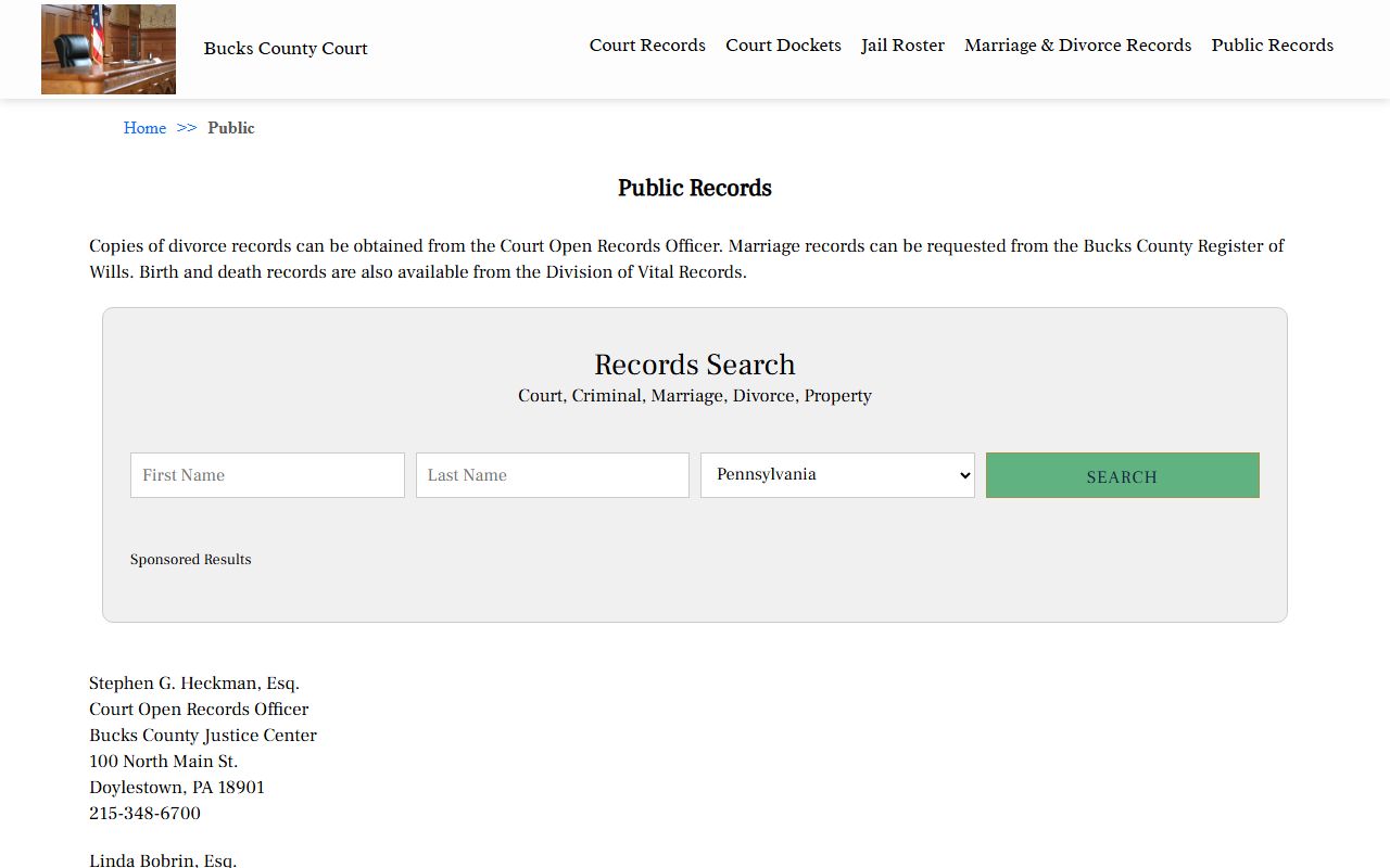 Bucks County court records portal covering Bensalem Township arrest records
