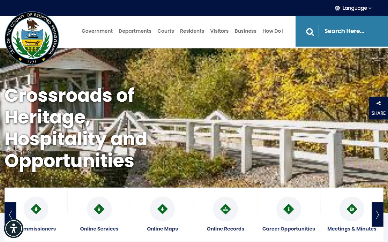 Bedford County public access policy page for arrest records