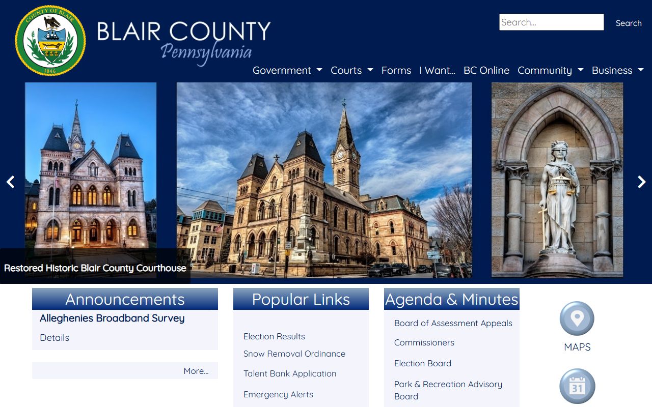 Blair County government open records page for requesting criminal history in Blair County Pennsylvania