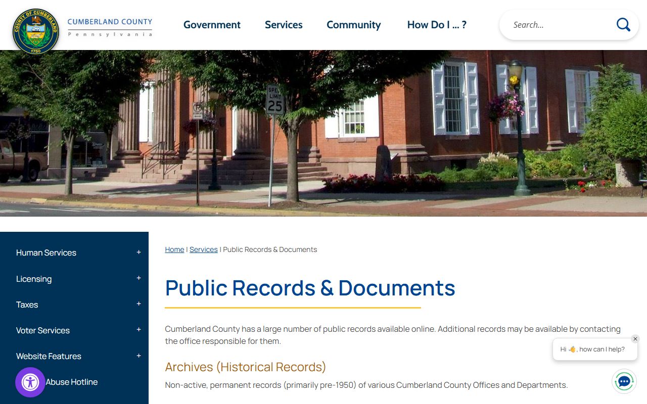 Cumberland County public records portal for arrest records and criminal case files