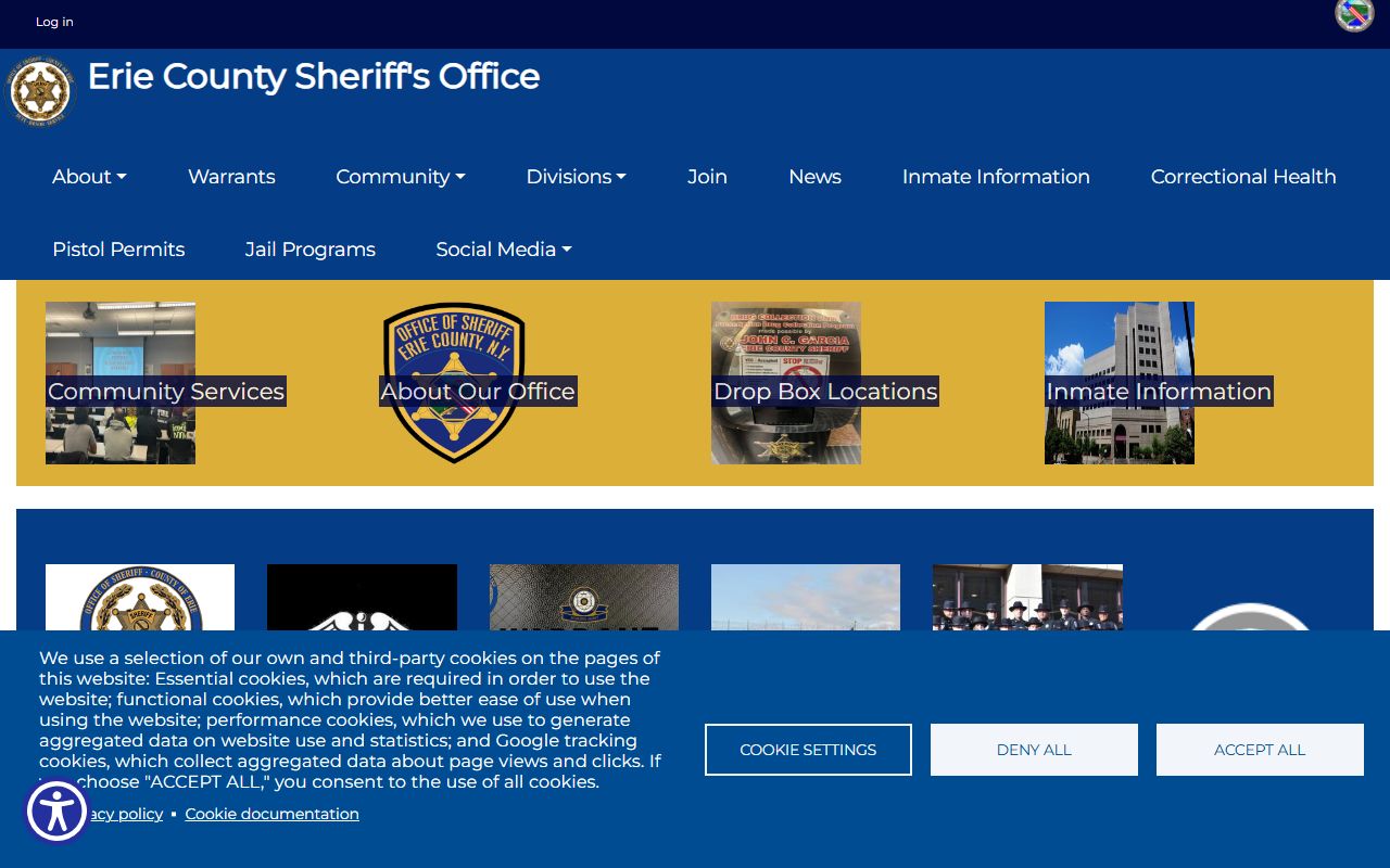Erie County Sheriff's Office page for Erie arrest records