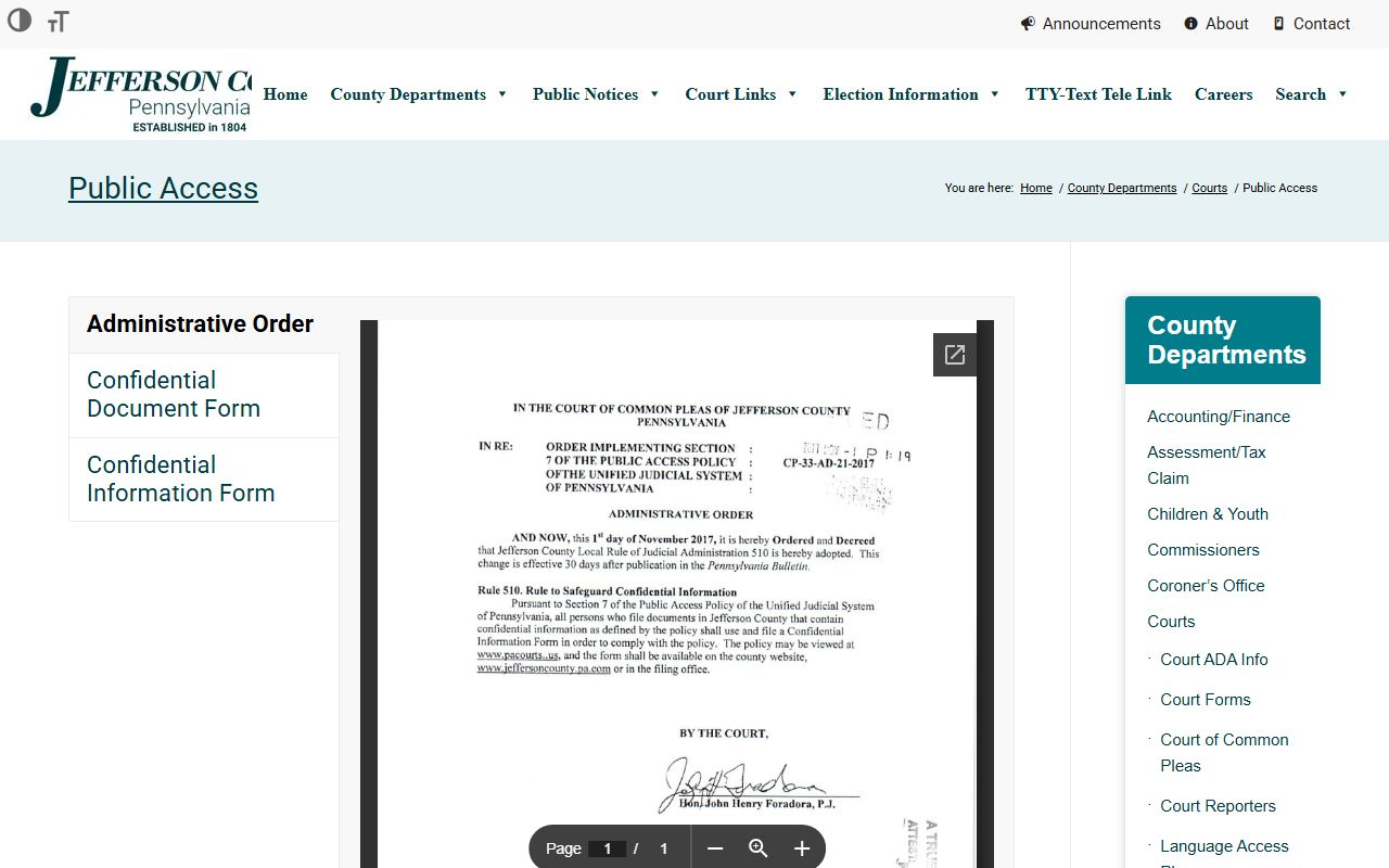 Jefferson County public access court records portal for criminal case lookup