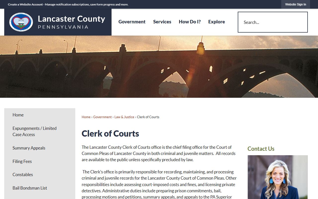 Lancaster County Clerk of Courts office for Lancaster County arrest records