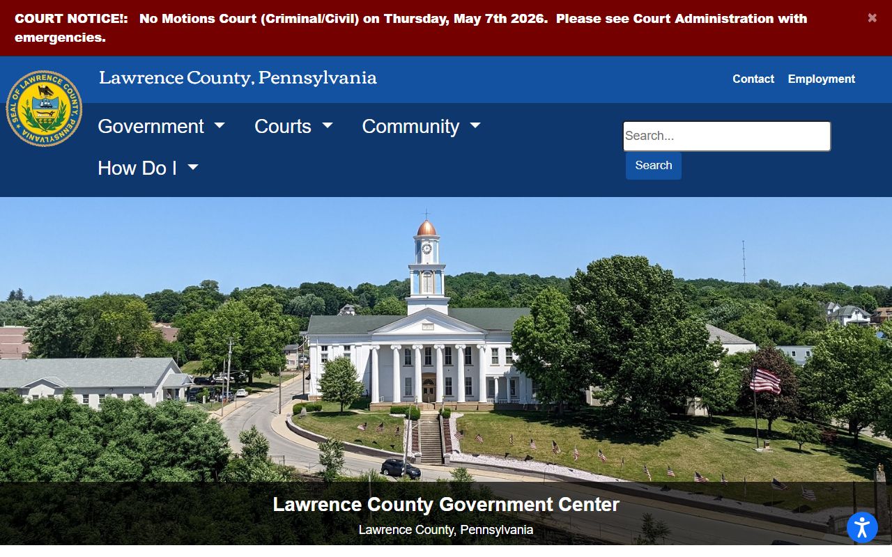 Lawrence County criminal records access through the Lawrence County Government website