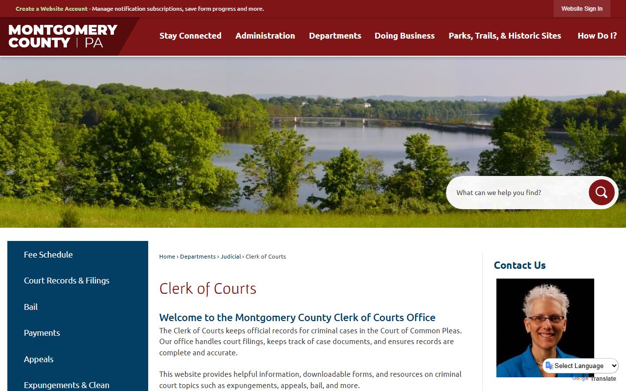 Montgomery County Clerk of Courts website for arrest records in Norristown Pennsylvania