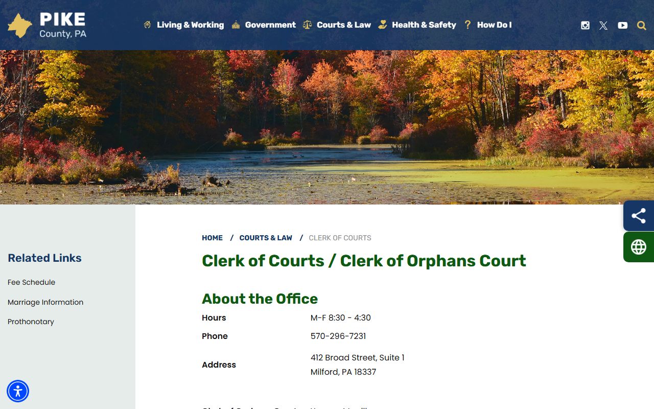 Pike County Clerk of Courts page for accessing Pike County arrest records