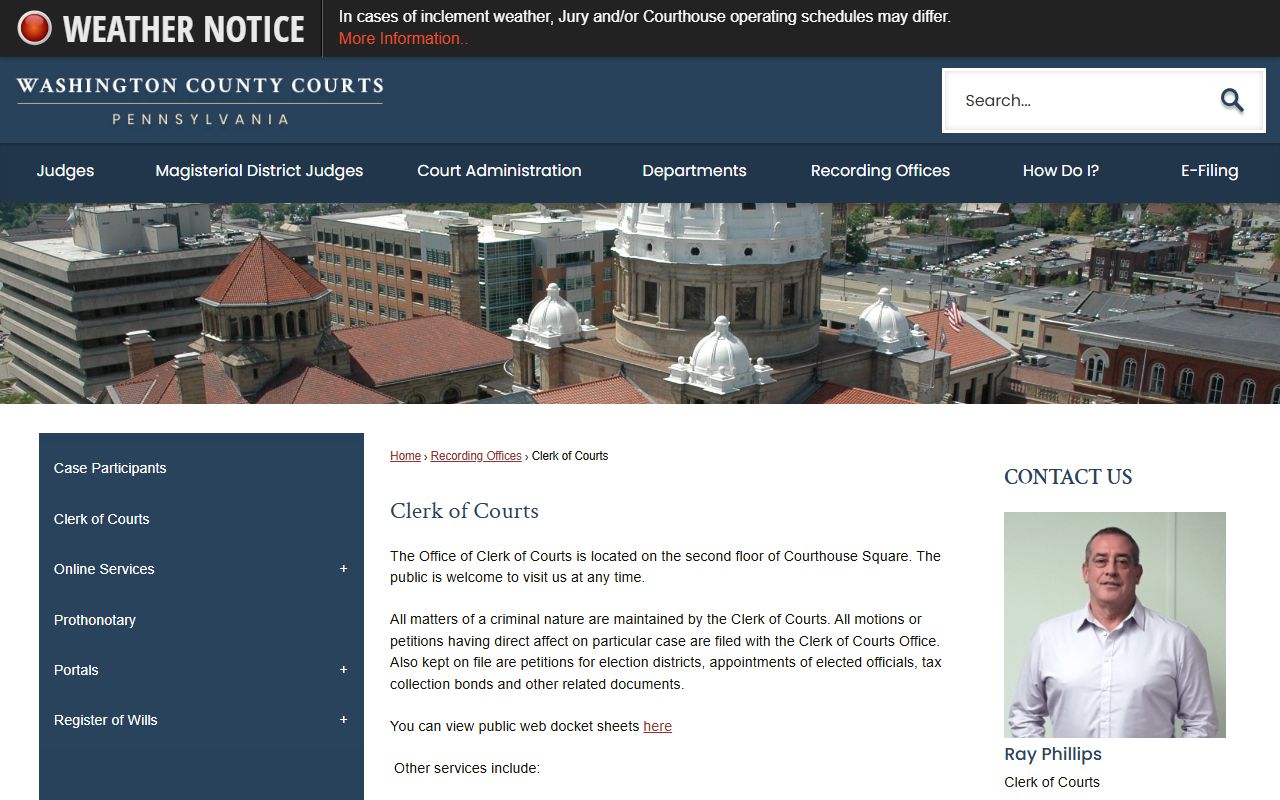 Washington County Clerk of Courts for Washington County arrest records