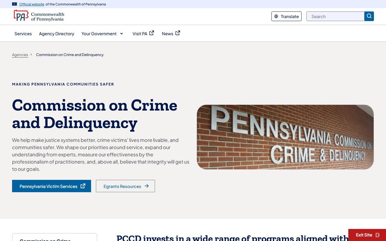 Pennsylvania arrest records statistics and criminal justice data managed by the Pennsylvania Commission on Crime and Delinquency